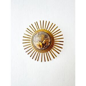 Vintage Jan Michaels Atomic Starburst Globe Brooch 2.25" Dia
